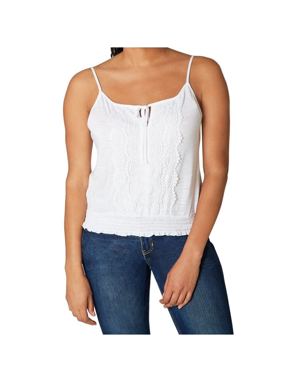Ultra Flirt Juniors Lace Trim Smocked Bottom Tank Top Size XL